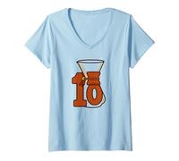 Donna caffè Manuale per 10° Anniversario, Stile Chemex retrò Maglietta con Collo a V