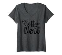 Donna caffè Ora per Gli Amanti del caffè Morning Rise Motivation Maglietta con Collo a V