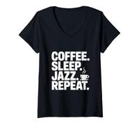 Donna caffè Sleep Jazz Repeat Maglietta con Collo a V