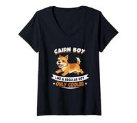 Donna Cairn Boy, Like A Normal Boy, Solo più Figo - Cairn Dog Maglietta con Collo a V