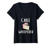 Donna Cake Whisperer Funny Wedding Meme Dessert Cake Bakery Chefs Maglietta con Collo a V
