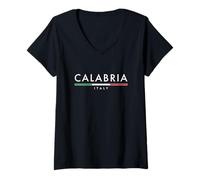 Donna Calabria Italia Minimalista Maglietta con Collo a V