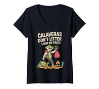 Donna Calavera Non Lascia Traccia - Skeleton Protect nei parchi Nazionali degli Stati Uniti Maglietta con Collo a V