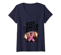 Donna Calcia Il Cancro Come Un Coraggio di Calcio Professionista Maglietta con Collo a V