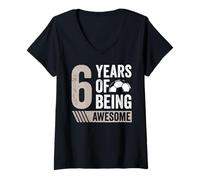 Donna Calcio 6 ° compleanno ragazzo 6 year regalo Awesome Funny Maglietta con Collo a V