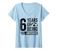 Donna Calcio 6 ° compleanno ragazzo 6 years regalo Awesome Funny Maglietta con Collo a V