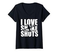 Donna Calcio balilla divertente scherzo I Love Snake Shots Maglietta con Collo a V