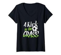 Donna Calcio da Calcio Kick in The Grass Maglietta con Collo a V