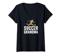 Donna Calcio Nonna Vibrante Atletico Passione Maglietta con Collo a V