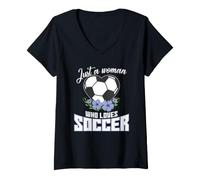 Donna Calcio Solo Una Donna Che AMA Il Calcio Maglietta con Collo a V