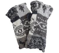 Donna Caldo IN Lana Fodera Pile Lavorato a Maglia Guanti Manopola Scaldamani