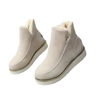 Donna Caldo Stivali Comode Scarpe da Neve Invernali Materiale Esterno Fodera in Pelliccia Sintetica Suola Antiscivolo Impermeabili Stivaletti con Pelo Breve Moda (Colore : Beige, Size : US 6.5)
