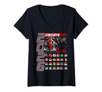 Donna Calendario Auto da Corsa 2026 Pianificazione del Circuito Luoghi Maglietta con Collo a V