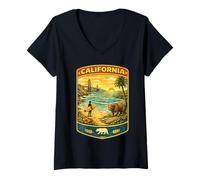 Donna California Beach, Regalo per Lo Stato della California Maglietta con Collo a V