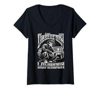 Donna California Low Rider Auto Moto Cholo Chicano Low-Rider Maglietta con Collo a V