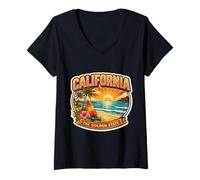 Donna California The Golden State Souvenir Memorabilia dei visitatori Maglietta con Collo a V