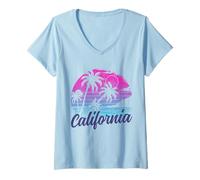 Donna California West Coast Cali Pride Vintage retrò Maglietta con Collo a V
