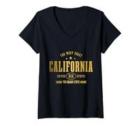 Donna California West Coast Pride Vintage Maglietta con Collo a V