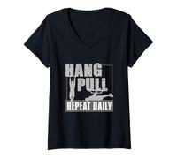 Donna Calisthenics Hang Pull Repeat Daily Maglietta con Collo a V