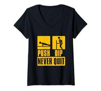 Donna Calisthenics Push Dip Never Quit Maglietta con Collo a V