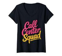 Donna Call Center Squad Crew Support Customer Service |- Maglietta con Collo a V