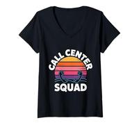 Donna Call Center Squad Crew Support Customer Service - Maglietta con Collo a V