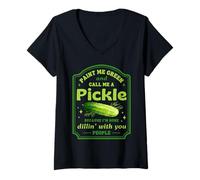 Donna Call Me a Pickle Funny Dad Gag Pun Maglietta con Collo a V