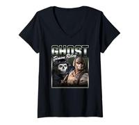 Donna Call of Duty Ghost Simon Riley 90's Collage Video Game Maglietta con Collo a V