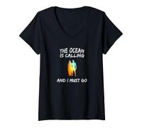 Donna Call of The Surf: L'oceano Sta chiamando e Devo Andare Maglietta con Collo a V