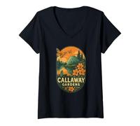 Donna Callaway Gardens - Camicia da giardino con farfalle, motivo floreale Maglietta con Collo a V