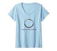 Donna Calma sul Caos - Minimal Zen Circle Maglietta con Collo a V