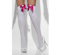 Donna Calze Bianco Con Fiocco Rosa Donna Coscia Alto Costume Taglia Unica