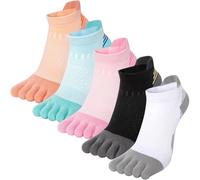 Donna Calzini Corte con Dita Separate Calze Corsa Cuscino Completo Sportive Calzini Cinque Dita Imbottiti Allenamento Socks Traspirante per Uso Quotidiano, Allenamento, Corsa, Fitness - 5 Paia