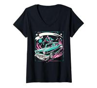 Donna Calzini da auto anni Cinquanta anni '50, per musica e hop dance rockabilly anni '50 Maglietta con Collo a V