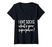 Donna Calzini I Knit Qual è il tuo regalo superpotente per una magliaia Maglietta con Collo a V