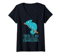Donna Camaleonte T Shirt - No Such Thing As Too Many Chameleons Maglietta con Collo a V