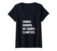 Donna Cambio Humano, No Cambio Climático Maglietta con Collo a V