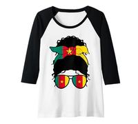 Donna Cameroonian Girl Bandiera Camerun Orgogliosa Donna camerunese Maglia con Maniche Raglan