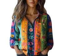 Donna Camicetta In Lino Cotone Casual Leggero Classica Blusa Oversize Traspirante Scollo a V Elegante Camicie In Cotone Vintage Fantasia Vacanza T Shirt Spiaggia Maniche Lunghe Ufficio Tinta Unita Top