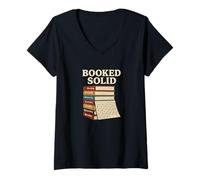 Donna Camicia a Tinta Unita Booked per Amanti del Libro e Lettori accaniti Maglietta con Collo a V