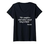 Donna Camicia Aristotele sull'Arte Aristotele Filosofia sull'Arte Maglietta con Collo a V