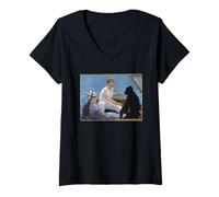 Donna Camicia Bigfoot Manet's Boating Painting e Bigfoot Funny Maglietta con Collo a V