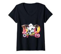 Donna Camicia Boujee Ghost I Put The Boo in Boujee Plaid Bow Maglietta con Collo a V