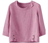 Donna Camicia Casual in Lino Risvolto Comodo Leggero Estive Camicie in Cotone Oversize Casual Primavera Elegante Blusa Ufficio Classica Traspirante Top Lavoro Moda Tinta Unita Camicetta