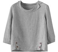 Donna Camicia Casual in Lino Risvolto Comodo Leggero Estive Camicie in Cotone Oversize Casual Primavera Elegante Blusa Ufficio Classica Traspirante Top Lavoro Moda Tinta Unita Camicetta