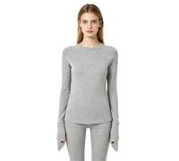 Donna Camicia Che Copre Interamente La Mano Maglia Manica Lunga Grigio S