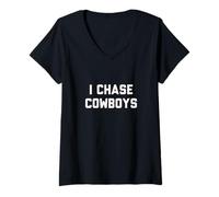 Donna Camicia che dice che inseguo i cowboys Maglietta con Collo a V