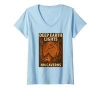 Donna Camicia con luci della terra profonda retrò NM Caverns Bats Carlsbad Maglietta con Collo a V