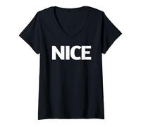 Donna Camicia con Scritta That Says Nice - Un Design Che Dice Carino Maglietta con Collo a V