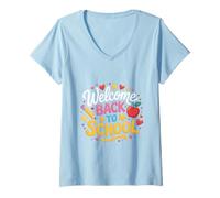 Donna Camicia con scritta "Welcome Back to School" per bambini e bambine, con Maglietta con Collo a V